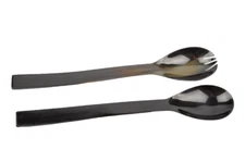 DIANE VON FURSTENBERG DVF Home Salad Server Set Black Horn Natural NIB
