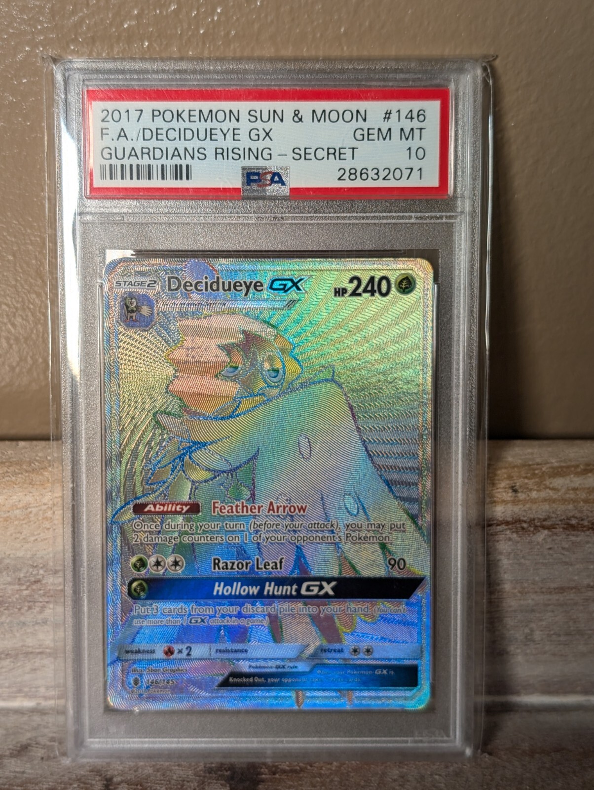 Pokemon Decidueye GX #146 Secret Rare Full Art PSA 10