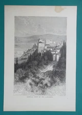 SPAIN View of Alhambra Red Fortress - 1875 Engraving Print