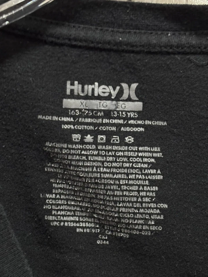 Hurley Black/Orange Flames Graphic Logo T-Shirt Long Sleeve Size XL (13-15yrs) - Image 3 of 4