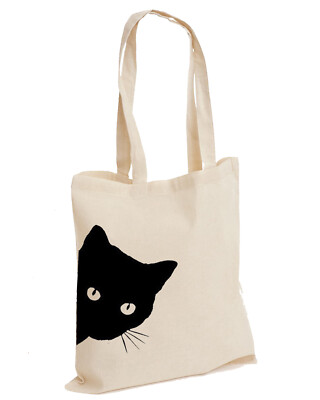Nackenschaufel Crazy Cat lustiges Kätzchen lässiges Damenoberteil Baumwolltasche (SEITENKATZE, TASCHE)