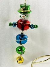 Jingle Bell Snowman Plastic Head 6” Christmas Ornament