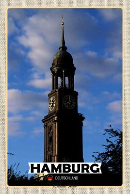 Blechschild 18x12 Hamburg St. Michaelis Michael Wand Deko Bar Kneipe Sammler Ges