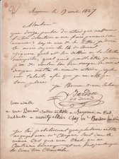✒ L.A.S. Noël Edouard BARDOU aîné acteur à Louis FERVILLE de VAUCORBEIL 1827