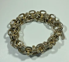 Vintage Emmons Chain Link Bracelet Antiqued Gold Tone Unisex Heavy EUC Gift