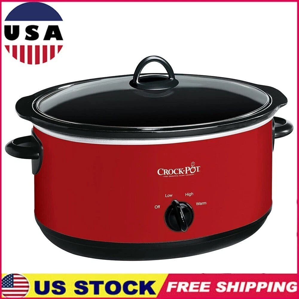 Large 8 Quart Slow Cooker & Food Warmer Stainless Steel 1500 W Oval Removable
