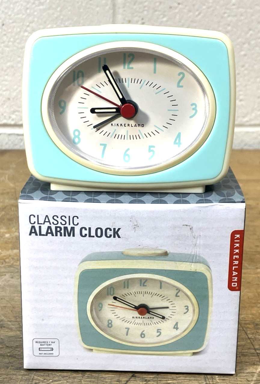 Kikkerland Retro Style Alarm Clock Standard Alarm Clock NEW Works teal aqua