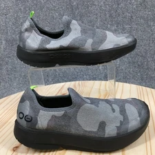 Oofos Loafer Womens 7 Gray OOmg Camo Round Toe Slip On Casual Comfort Canvas