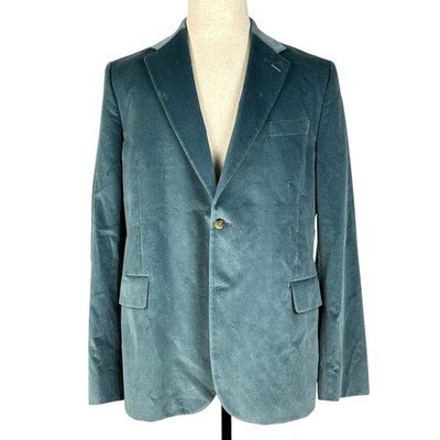 Paul Smith Brierley Velvet Blazer Sport Coat Mens 44R Teal Blue Cotton Italy
