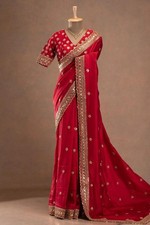 Designer Sari Bollywood Bridal Silk Saree Blouse South Indian Party Wear Saree
