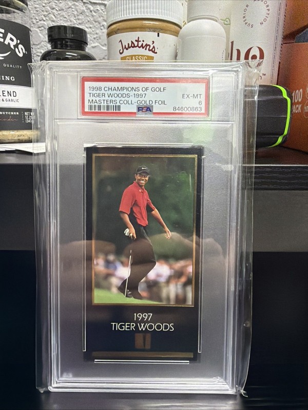 1998 CHAMPIONS OF GOLF MASTERS COLLECTION GOLD FOIL TIGER WOODS RC ROOKIE PSA 6