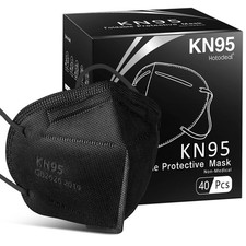 KN95 Face Mask 40 Pcs, Black KN95, 5 Layers Cup Dust Mask, for Men, Women, Healt