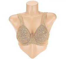 Breezies Wild Rose Lace Seamless Underwire Bra Warm Beige D/42 New