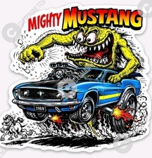 Mighty Mustang Rat Fink Sticker - Ratfink Muscle Car Classic Auto Stang Mighty Mustang Rat Fink Sticker - Ratfink Muscle Car Classic Auto Stang