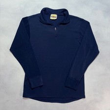 Vintage MontBell 1/4 Zip Pullover Medium Navy Blue Fleece Base Layer Made in USA