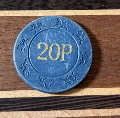 Vintage Unidentified 20 P Casino Roulette Poker Gaming Chip