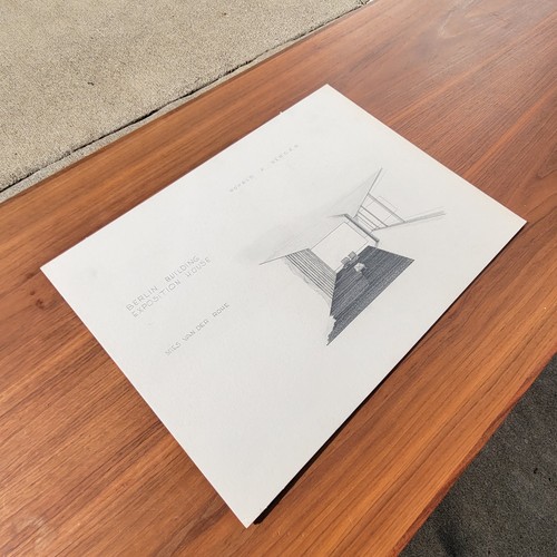 Vintage 60er Jahre Mies Van Der Rohe Berlin Gebäude Studie Skizze Knoll Barcelona - Bild 3 von 8