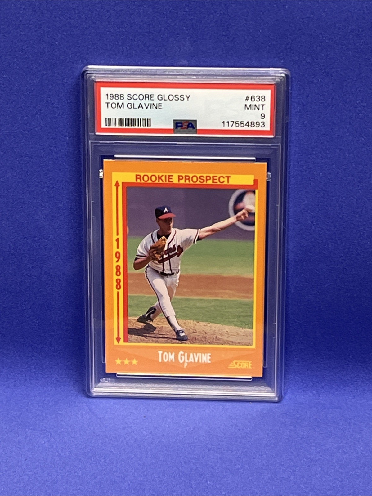 1988 Score Glossy #638 Tom Glavine RC - Graded PSA 9 GEM MINT ! Atlanta Braves