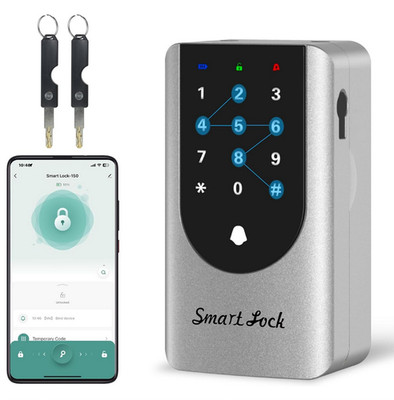 Smart Key Lock Box   Schlüsselbox mit App-Code, Wandmontage, silberfarben
