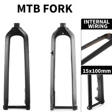 26in/27.5in/29in Carbon Fiber Mountain Bike Front Fork Tube Thru Axle 15 100mm