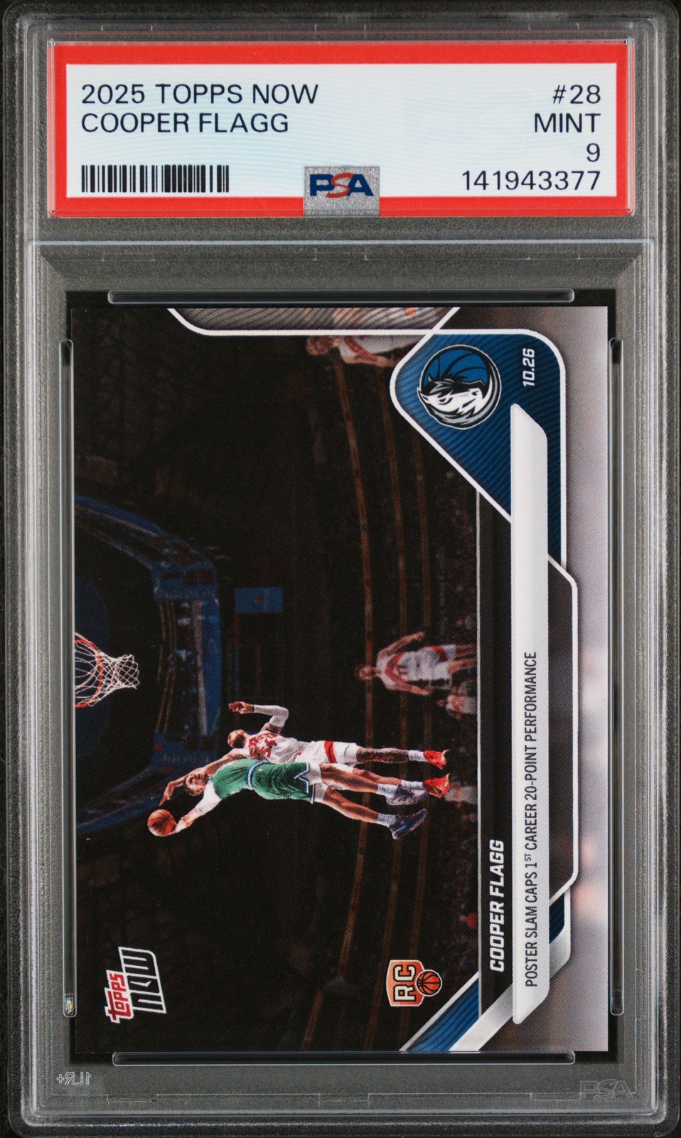 2025 TOPPS NOW #28 COOPER FLAGG PSA 9
