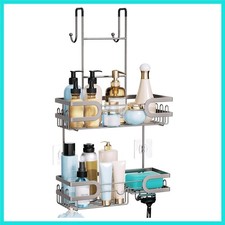 Shower Caddy over Door- Hanging Shower Organizer with 14 Hooks and Soap Holde...