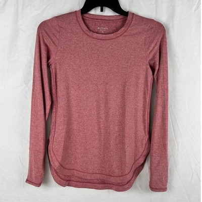 Athleta Long Sleeve Crew Neck Heathered Pink Athletic Top XS Athleisure Gym Yoga