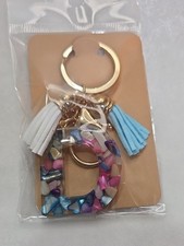 Pink Blue White Initial Letter "D" Resin Keychain Purse Charm Handbag Charm