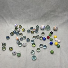 Vintage Marble Lot 55 Count Mixed Swirls Cat Eye Shooter Glass Marbles