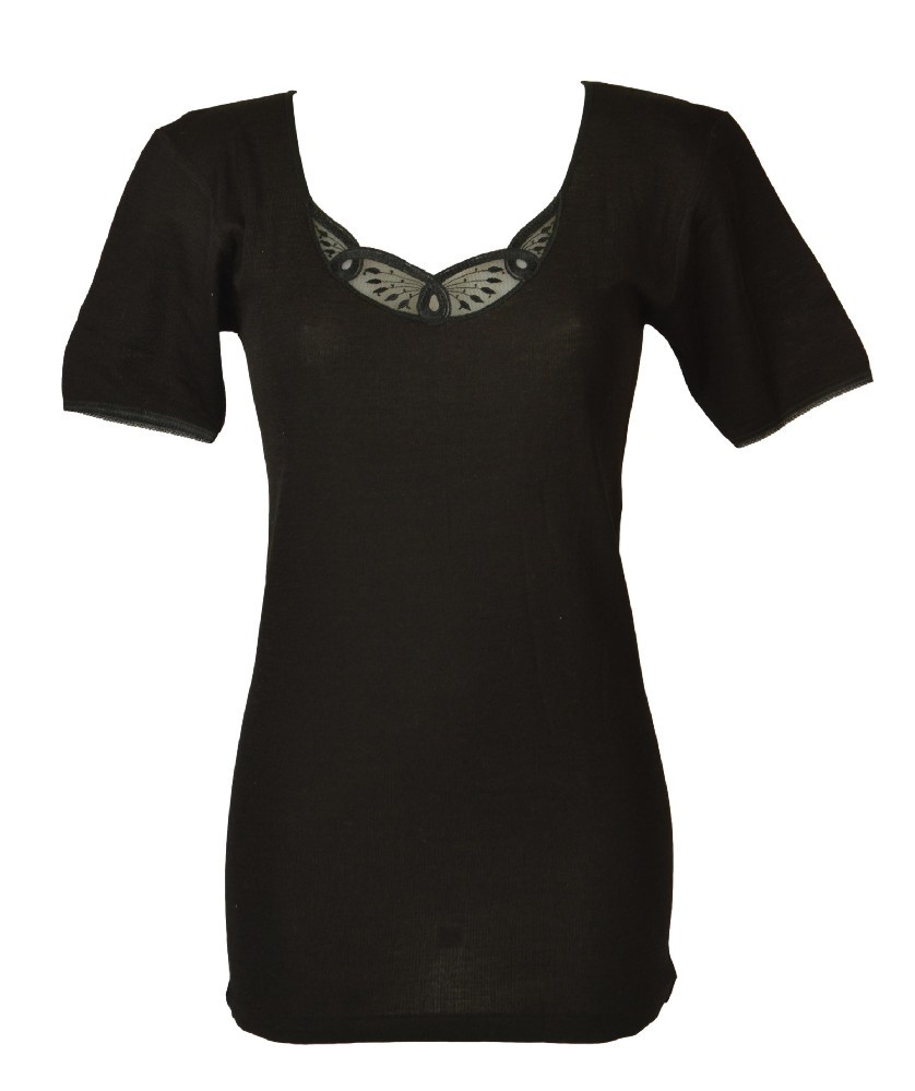 SG Damen Bluse LIABEL Kurzarm Wollmischung mit Spitzeneinsätzen Artikel
