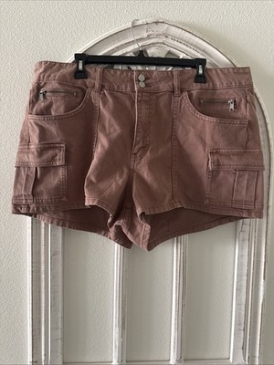NEW- Wild Fable Shorts Women's Brown  Low-Rise Denim Camp Cargo Size XXL