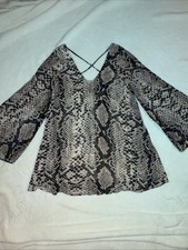 Show Me Your MuMu Joni Flow Dress Snake Skin Size Large Long Sleeve V Neck