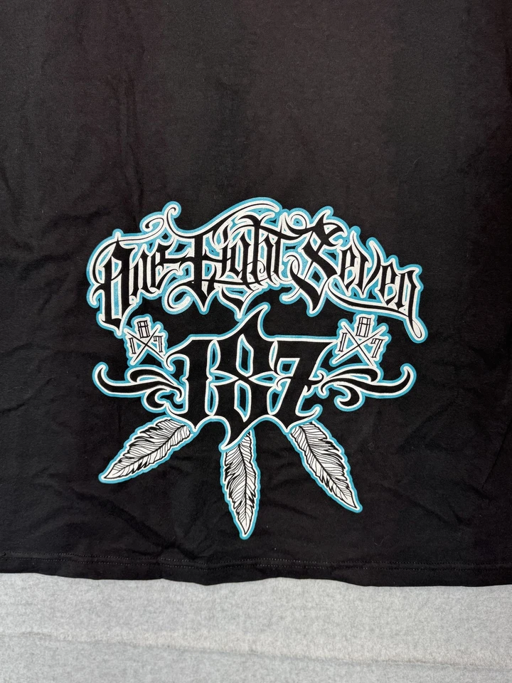 187 Avenue Shirt Mens Extra Large Black Graphic Native Feather Tattoo Tee USA - Image 4 of 4