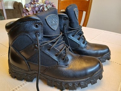 MENS GENTLY WORN ROCKY ALPHA FORCE BLACK LEATHER 6'' WATERPROOF BOOTS SIZE 9.5 EW