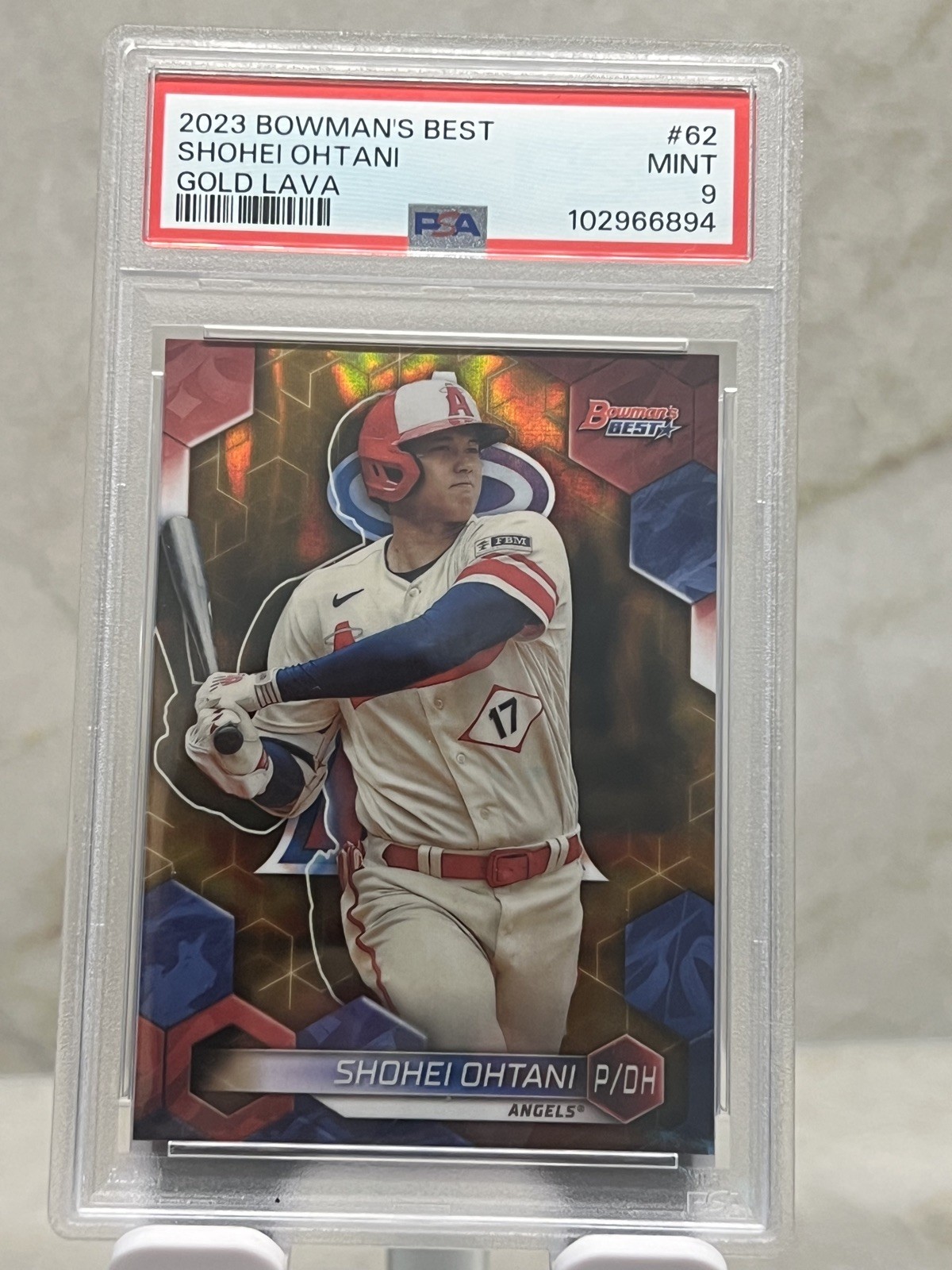 2023 Bowman's Best Gold Lava #62 Shohei Ohtani #/75 PSA 9