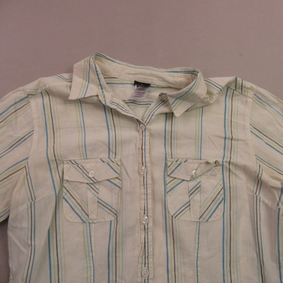 Patagonia Shirt Womens Large Long Sleeve Pockets Button Front Outdoors Stripes - Image 3 of 4