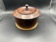 Vintage Hand Turned Wood Lidded Bowl Jar Box 5.5" Dark Light Grain Finial