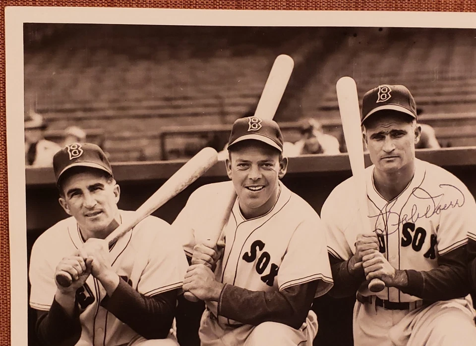 Bobby Doerr HOF Goodman Pesky 3x Auto 8x10 Boston Red Sox Baseball Photo JSA - Image 2 of 4