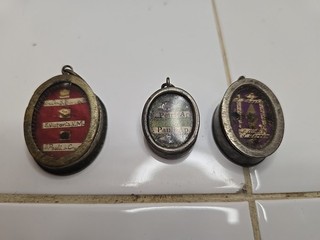 Lot Of 3 Antique brass reliquary relic Old Rare