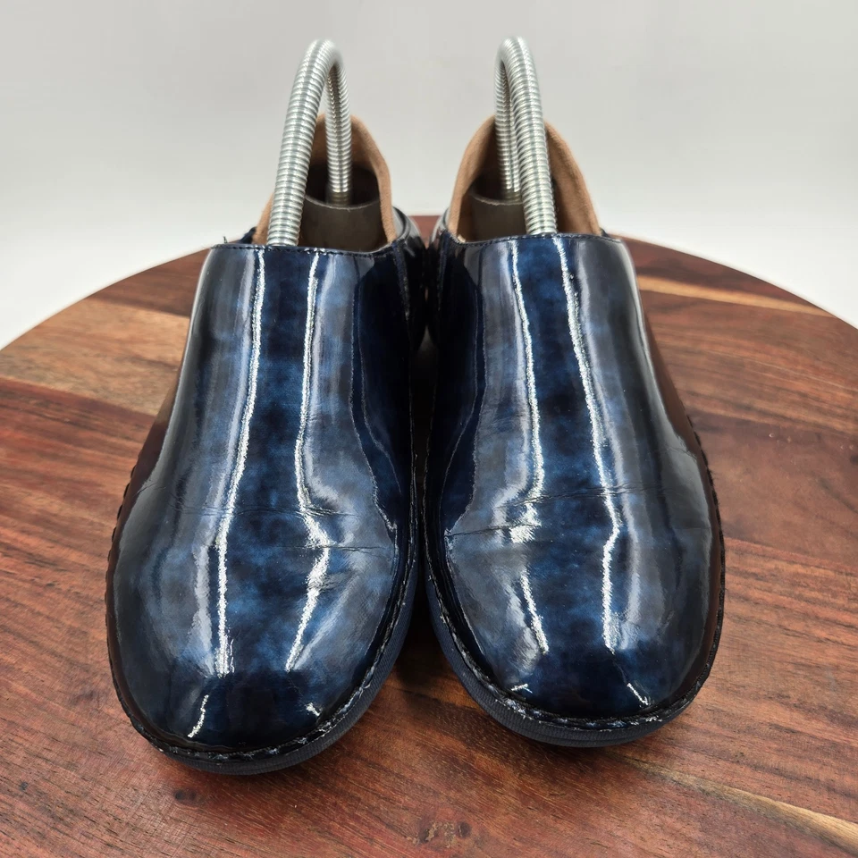 Zapatos FitFlop Supermocasines Para Mujer 6 Zuecos Cómodos Azul Metálico Charol Foto 3 de 4