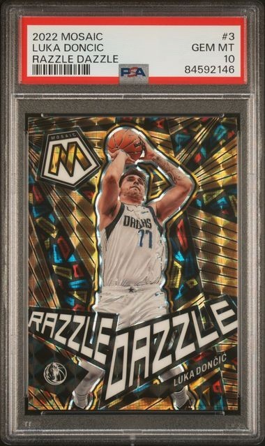Luka Doncic - 2022 Panini Mosaic - RAZZLE DAZZLE CASE HIT SSP #3 PSA 10
