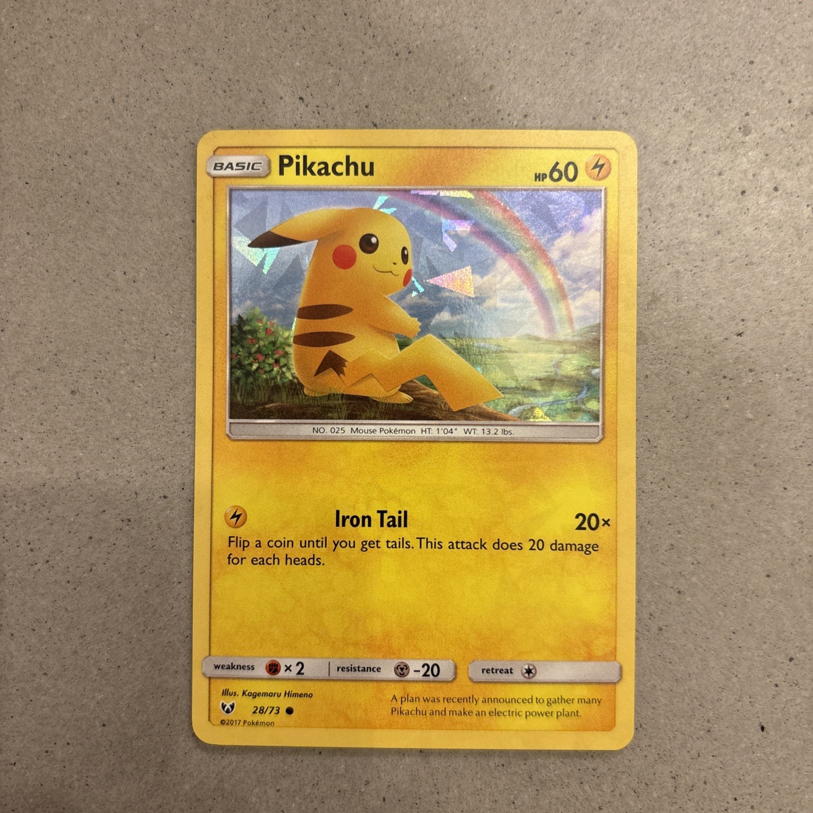 2017 Pokémon Pikachu 28/73 Holo Shining Legends Cracked Ice Holo Card NM