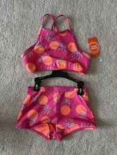 Wonder Nation Girls Pink Boy Short Swim Suit 6/6x NWT