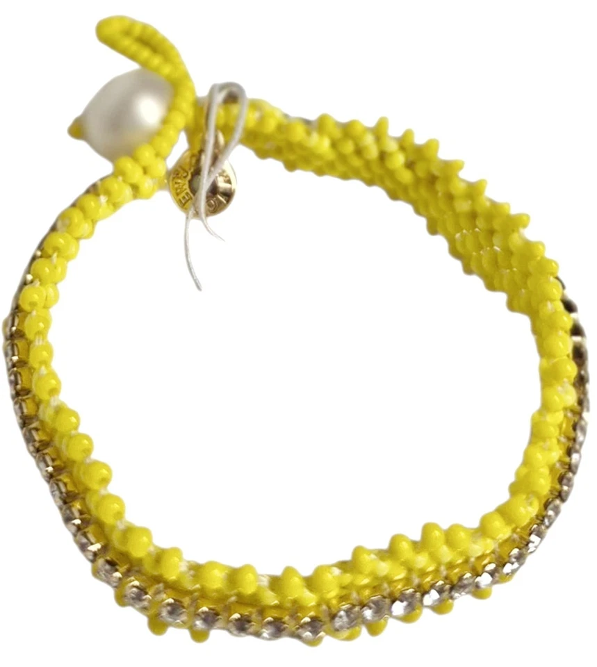 Pulsera J.Crew perlas de imitación con cuentas amarillo limón helado circonita cúbica CN451 nueva Foto 2 de 4