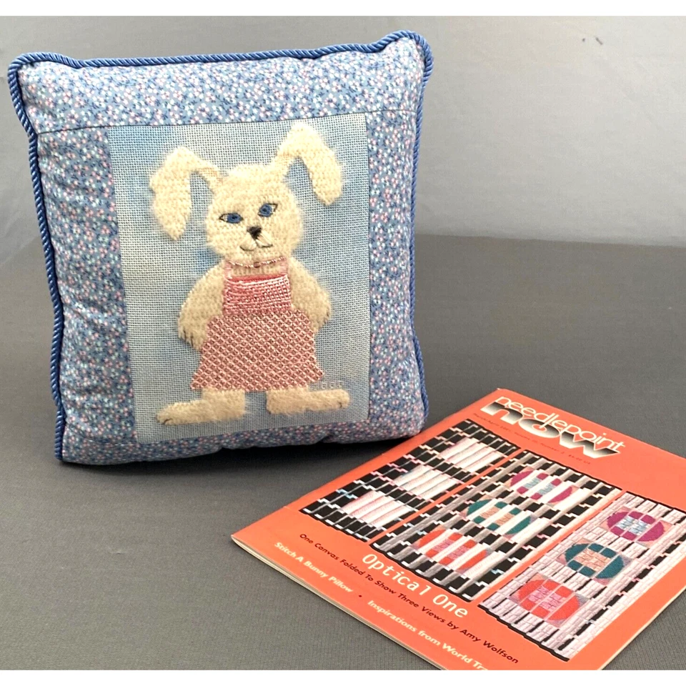 Almohada Hada de los Dientes Felpa Bordada Conejo Conejo Azul Blanco Pascua y Patrón Foto 2 de 4