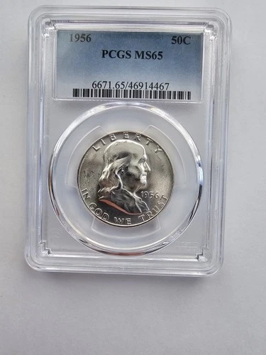 SILVER 1956 MS65 FRANKLIN HALF DOLLAR GRADED PCGS 5OC D MINT  AG COIN