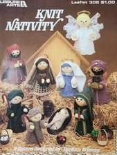 Knit Nativity Scene Knitting Pattern #305 Leaflet 9 Figures Leisure Arts Vintage