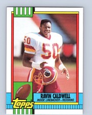 1990 Topps #131 Ravin Caldwell Washington Redskins Rookie Football Card RC. rookie card picture