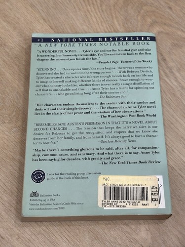 Back When We Were Grownups by Anne Tyler Paperback Book Novel Fiction Adult Read - Picture 2 of 7