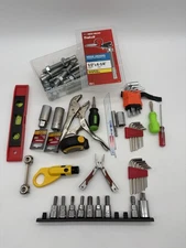 Assorted Tool Lot: Hex Keys, Sockets, Pliers, Anchors, Level, Multi-tool & More!